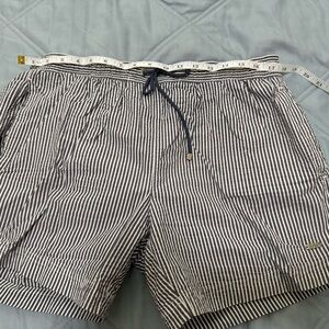 Hugo Boss Men's Grey and White swim trunks